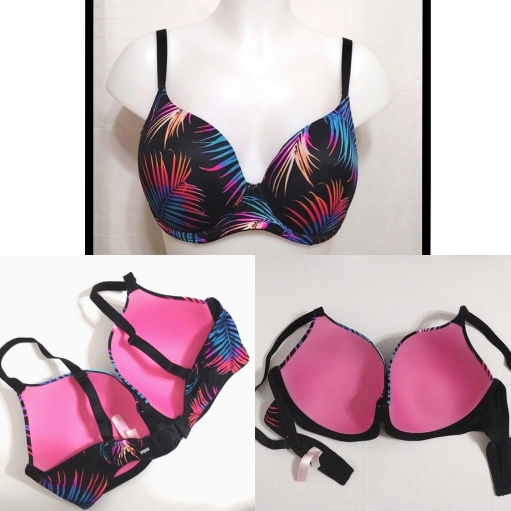 PINK Victoria’s Secret Bra 36DD Tropical Print Lightly Padded Underwire Sexy